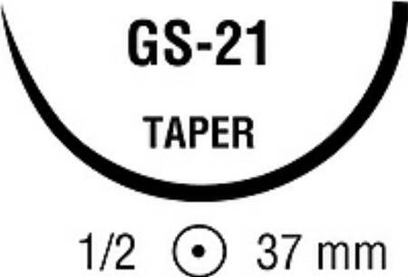 Absorbable Suture with Needle Polysorb Polyester GS -21 1/2 Circle Taper Point Needle Size 2-0 Braided