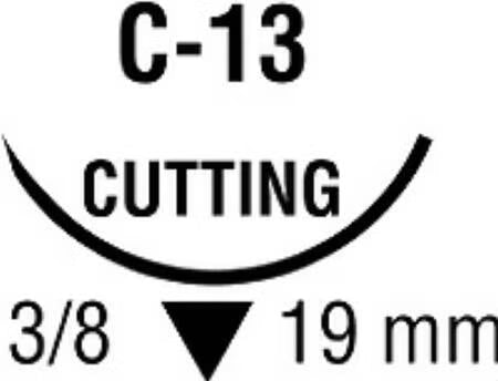Nonabsorbable Suture with Needle Surgipro Polypropylene C-13 3/8 Circle Reverse Cutting Needle Size 3-0 Monofilament