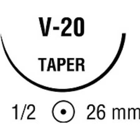 Nonabsorbable Suture with Needle Sofsilk Silk V-20 1/2 Circle Taper Point Needle Size 1-0 Braided