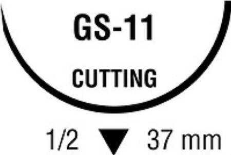 Absorbable Suture with Needle Caprosyn Polyester GS -11 1/2 Circle Reverse Cutting Needle Size 2-0 Monofilament