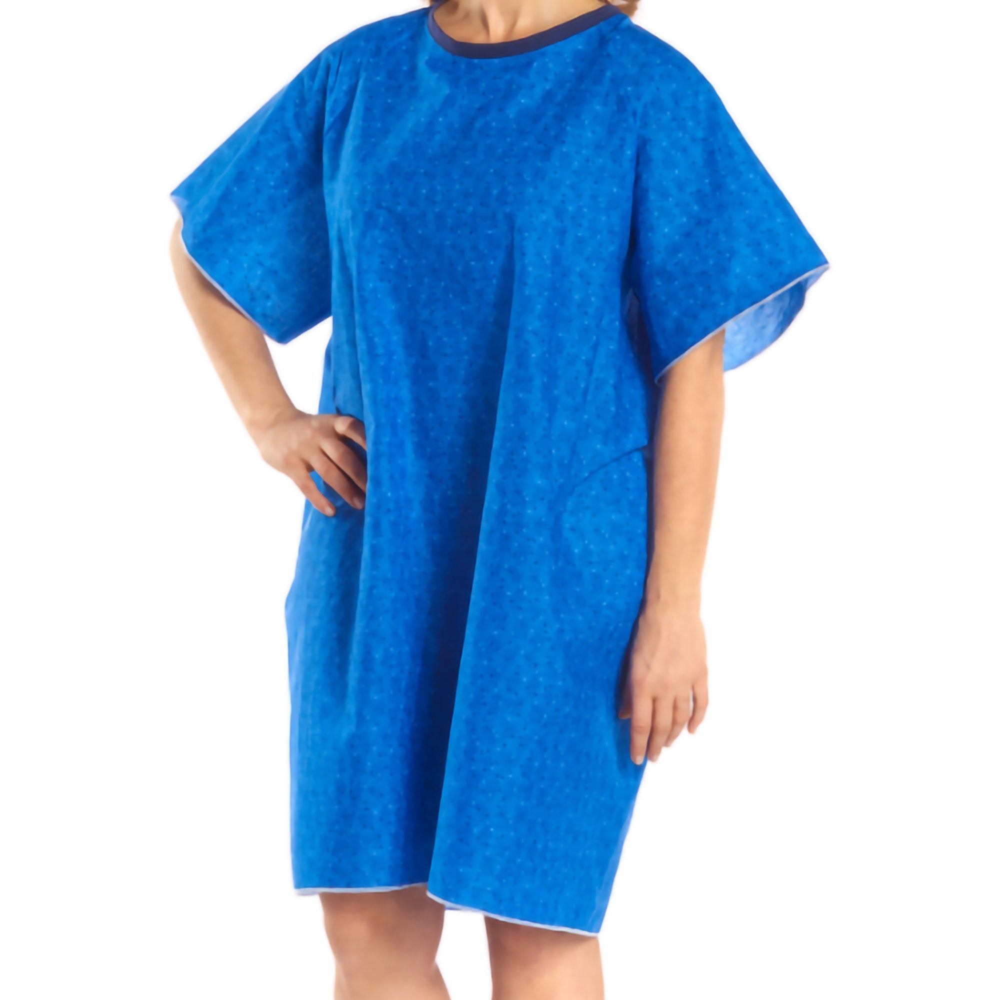 Salk Inc Reusable TieBack Patient Exam Gown, One Size Fits Most, Blue Marble Print 