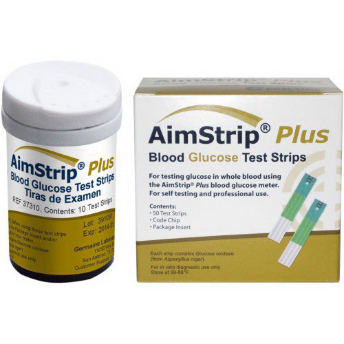 Germaine Laboratories Inc Blood Glucose Test Strips AimStrip Plus 50 Strips per Pack For AimStrip Plus Blood Glucose Meter (50/BX) 