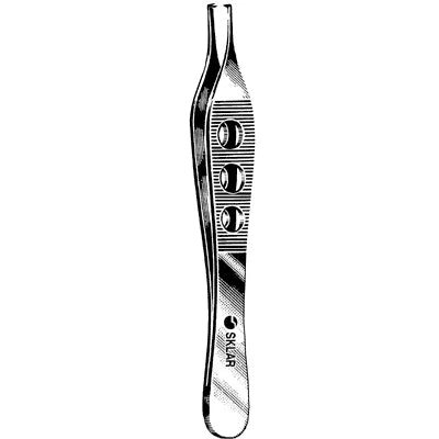 Sklar LiteGrip Adson Tissue Forceps - 4-3/4", Straight, 1x2 Teeth, with Fenestrated Handle - 50-3050