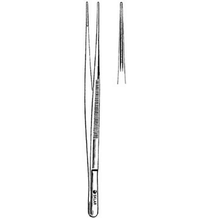Tissue Forceps Sklar DeBakey 7-3/4 Inch Length OR / Surgical Grade German Stainless Steel NonSterile NonLocking Thumb Handle Straight Fine, 1 X 2 Rows Atraumatic Teeth (Case of 30)