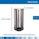 McKesson Trash Can, Stainless Steel, Round, 8 Gallons, 12 x 26.77 Inch (Case)