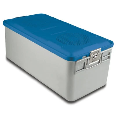 SklarLite Sterilization Container - Full-Size, Safe Lid, Perforated Bottom, 23" x 11" x 10", Blue - 10-4234