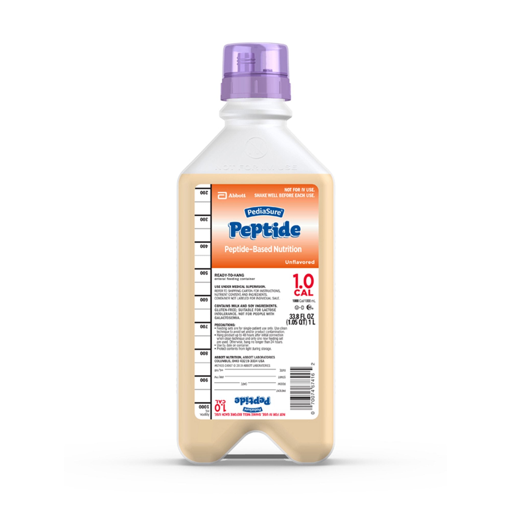 Abbott Nutrition PediaSure Peptide 1.0 Cal Peptide-Base Nutrition, 33.8-ounce Bottle (8/CS) 