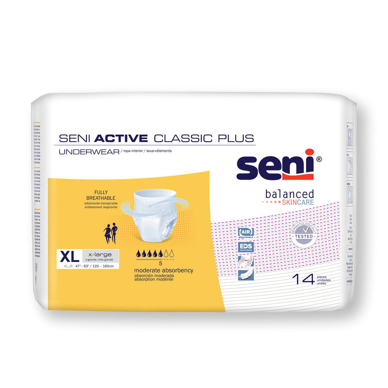 Seni Active Classic Plus Moderate Absorbent Underwear, Extra Large (Case of 56) 