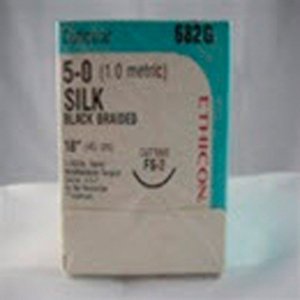 Nonabsorbable Suture with Needle Perma-Hand Silk FS-2 3/8 Circle Reverse Cutting Needle Size 5-0 Braided 