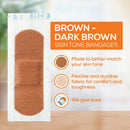 Tru-Colour Products LLC Tru-Colour Skin Tone Shade Fabric Bandage Adhesive Strips – Brown, 1 x 3 Inch (12/CS) 