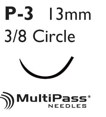Nonabsorbable Suture with Needle Ethilon Nylon P-3 3/8 Circle Precision Reverse Cutting Needle Size 5-0 Monofilament (Box of 12)