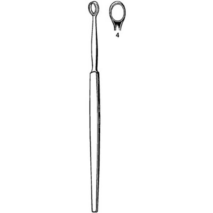 Dermal Curette Merit Fox 5-1/2 Inch Length Flat Handle Size 4 Tip Straight Blunt Serrated Fenestrated Oval Tip (Box of 30)