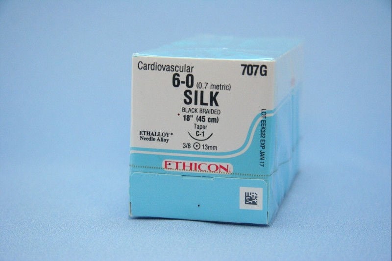 Nonabsorbable Suture with Needle Perma-Hand Silk C-1 3/8 Circle Taper Cutting Needle Size 6-0 Braided (Box of 12)