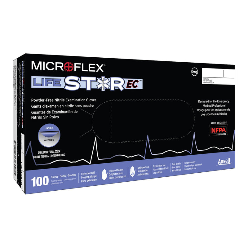 Microflex Medical LifeStar EC Extended Cuff Length Exam Glove, 2X-Large, White / Blue (1000/CS) 
