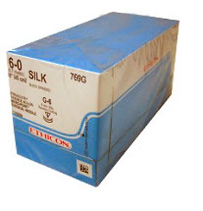 Nonabsorbable Suture with Needle Perma-Hand Silk G-6 1/4 Circle Reverse Cutting Needle Size 6-0 Braided 