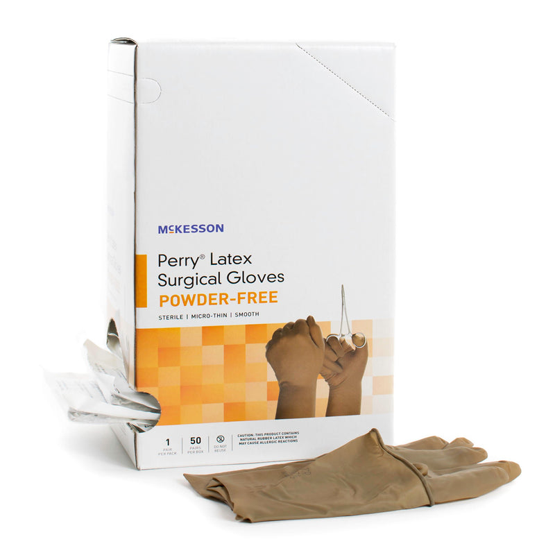 McKesson Perry Latex Surgical Glove, Size 9, Brown (Case of 4 Boxes)