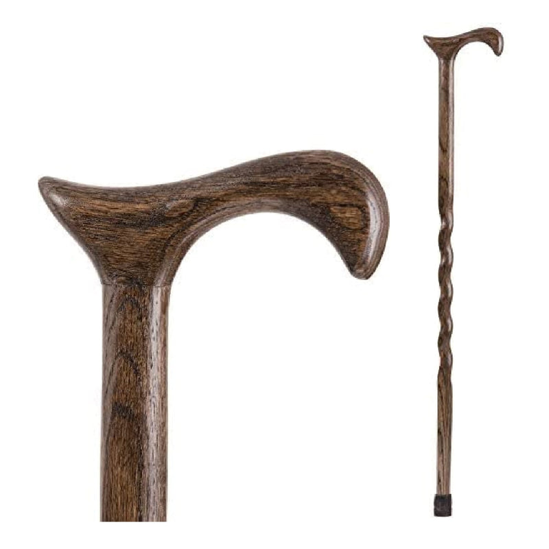 Mabis Healthcare Brazos Twisted Oak Derby Cane, 37 Inch Height, Flint Color 