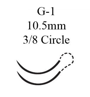 Nonabsorbable Suture with Needle Perma-Hand Silk G-1 3/8 Circle Precision Reverse Cutting Needle Size 6-0 Braided 