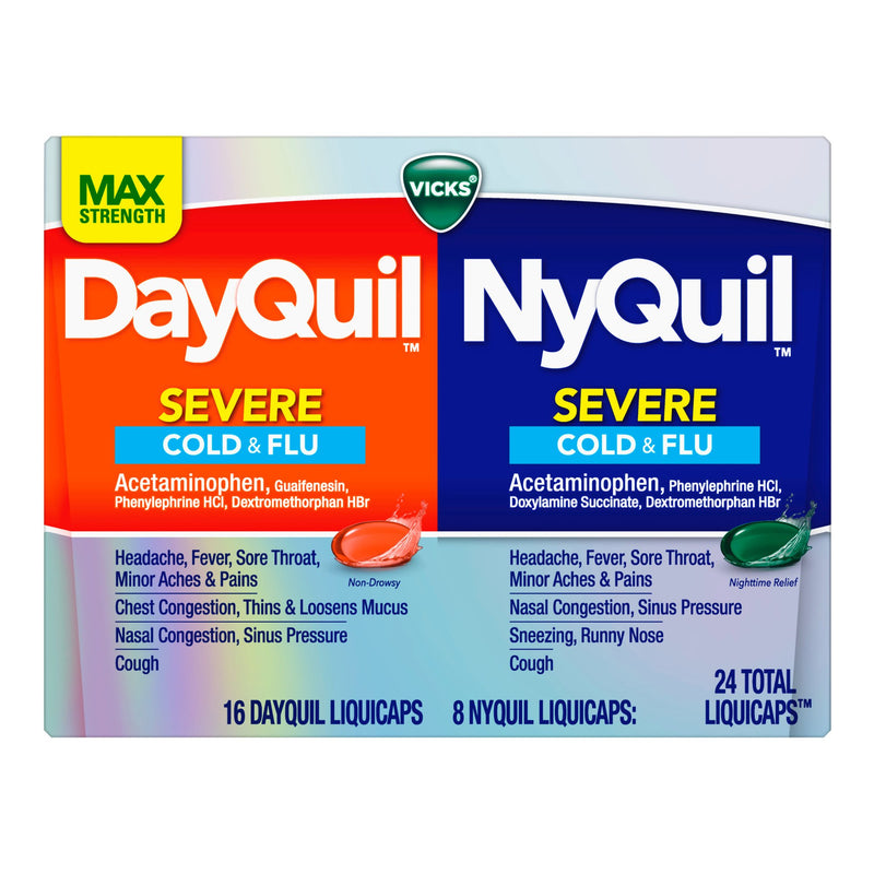 Vicks DayQuil/NyQuil Severe Cold & Flu LiquiCaps (Carton of 24)