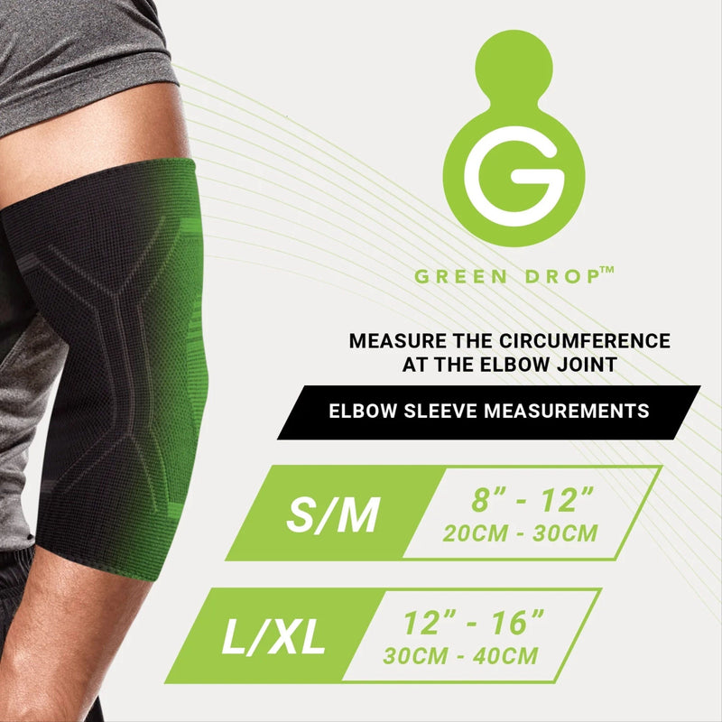 Green Drop Infused Compression Sleeve Elbow Support, Small/Medium