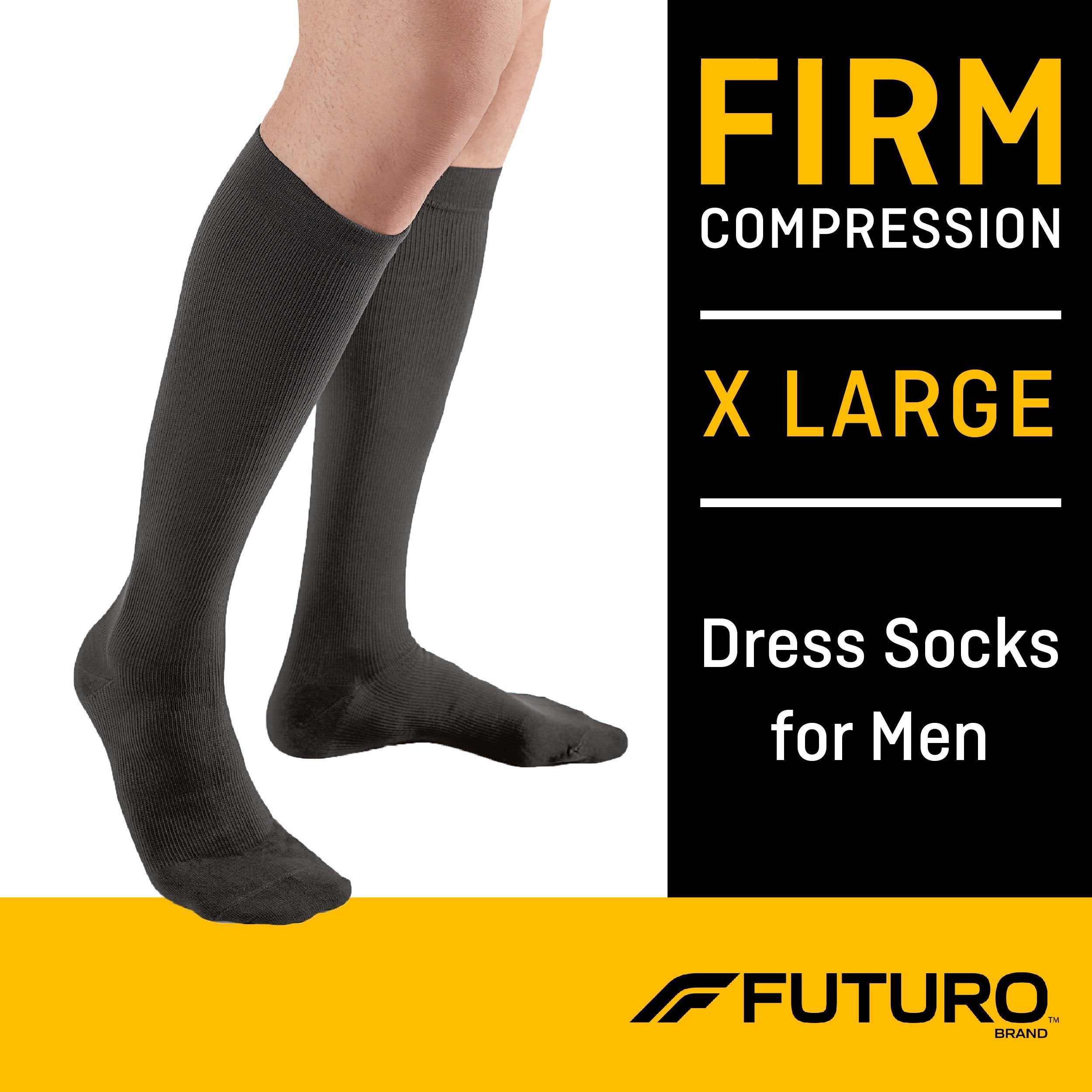 3M Company 3M Futuro Lifestyle Compression Firm Dress Socks for Men, Black, X-Large (12/BX) 
