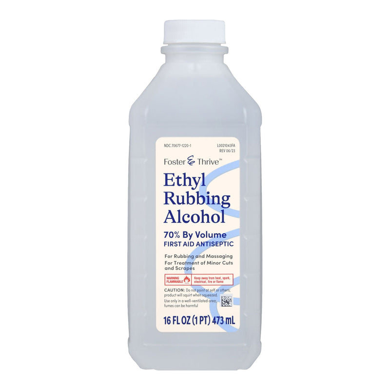 Foster & Thrive 70% Ethyl Rubbing Alcohol, 16-ounce Bottle (Case of 12)
