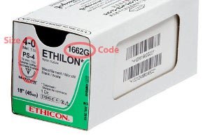 Nonabsorbable Suture with Needle Ethilon Nylon PS-4 1/2 Circle Reverse Cutting Needle Size 4-0 Monofilament (Box of 12)
