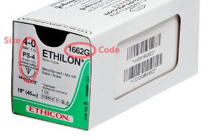 Nonabsorbable Suture with Needle Ethilon Nylon PS-4 1/2 Circle Reverse Cutting Needle Size 4-0 Monofilament 