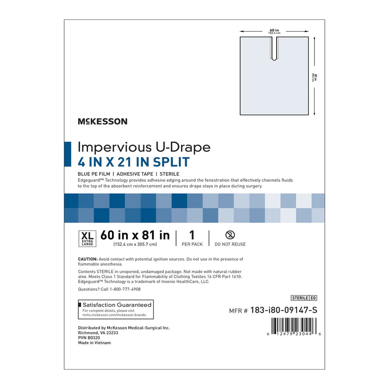 McKesson Brand McKesson Sterile Impervious U-Drape, 60 x 81 Inch (30/CS) 