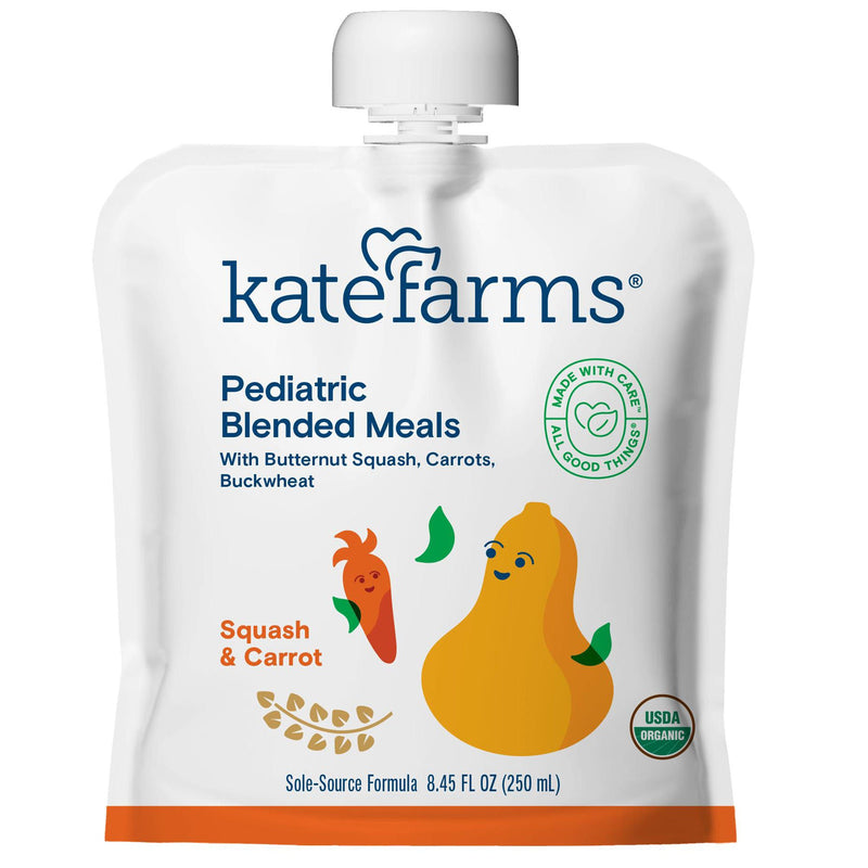 Kate Farms Pediatric Blended Meals with Squash and Carrots, 8.45-ounce pouch (Case of 12)