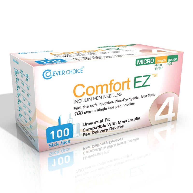 Standard Insulin Pen Needle Comfort EZ 32 Gauge 4 mm Length NonSafety (Case of 3000) 