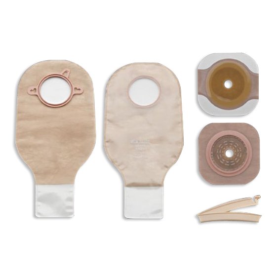 Hollister New Image 19103 2-Piece Clear Ileostomy/Colostomy Pouch, 57mm Flange, Red Match (5/BX) 