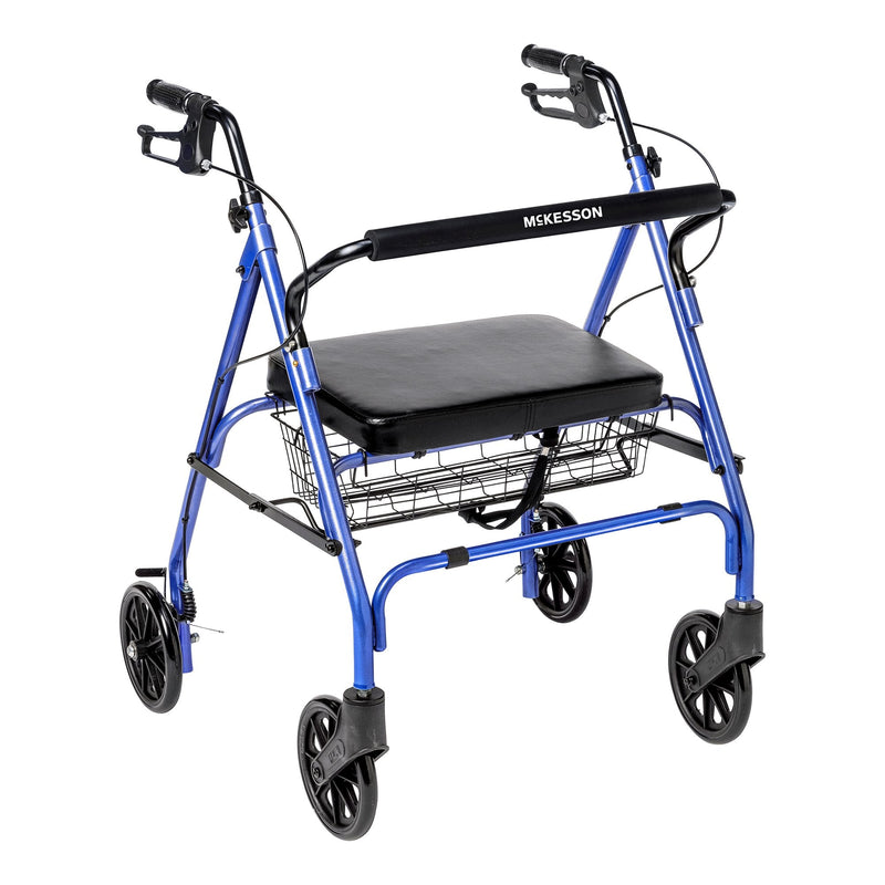 McKesson Brand McKesson Bariatric Blue Folding Steel Four-Wheel Rollator 