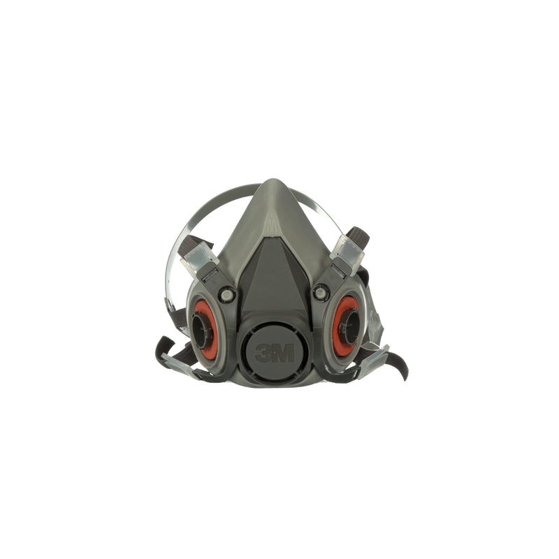 3M 6000 Reusable Respirator Industrial Half Face 4 Point Adjustable Head Strap Medium Gray / White (Case of 24)