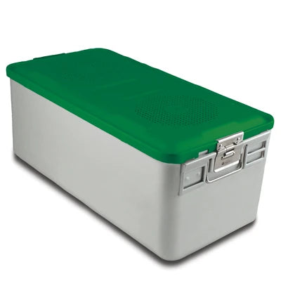 SklarLite Sterilization Container - Full-Size, Standard Lid, Non-Perforated Bottom, 23" x 11" x 10", Green - 10-4200 
