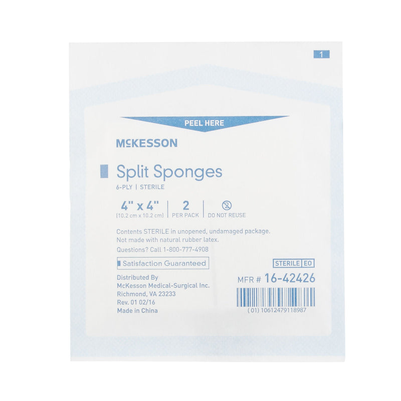 McKesson IV/Drain Split Dressing, 4 x 4 Inch, 6-Ply (Case of 300)