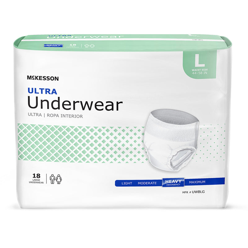 McKesson Ultra Heavy Absorbent Underwear, Large (Case of 72)