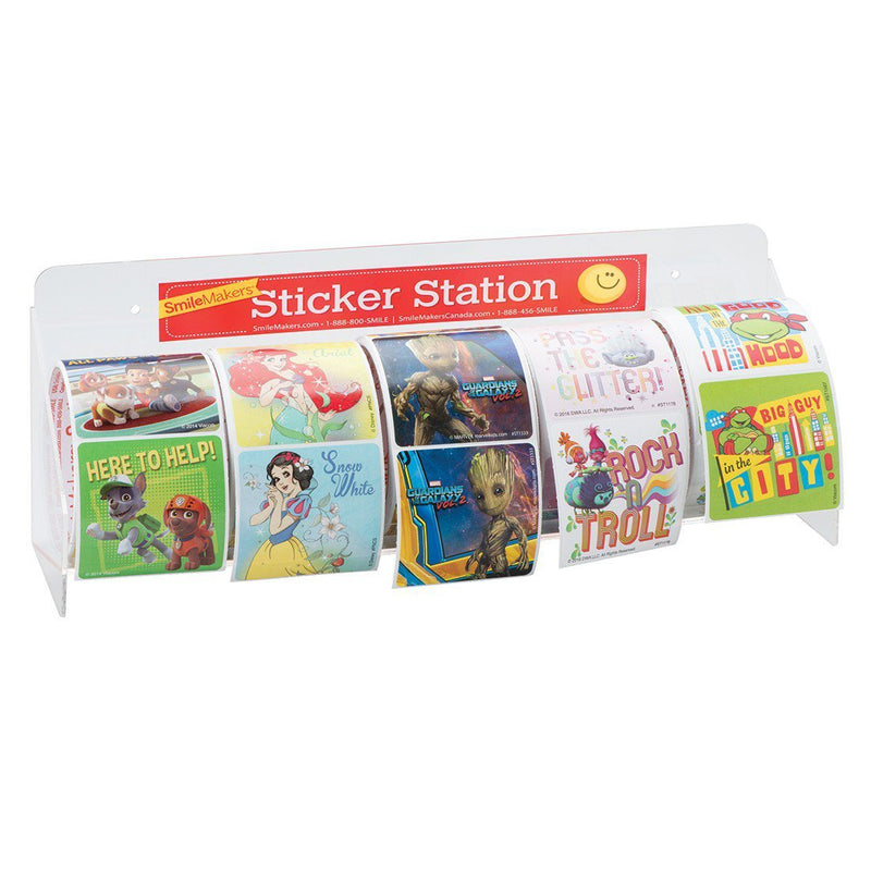 SmileMakers Sticker Dispenser Clear Acrylic Manual 4-5 Roll Surface Mount 