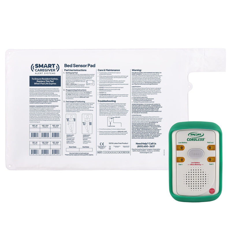 Alarm System with Bed Sensor Pad Smart Caregiver 20 X 30 Inch Pad White (Each)