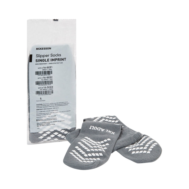 McKesson Single Tread Slipper Socks, 2X-Large, Gray (Case of 48 Pairs)