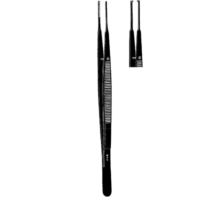 Sklar Black Laser Gerald Tissue Forceps - 7", Straight, 1x2 Teeth - 90-1027
