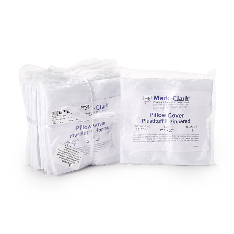 PDC Healthcare Mark-Clark White 4 mil Plastistaff Pillow Cover With Zip, 21 x 27 Inch (12/CS) 