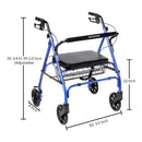 McKesson Bariatric Blue Folding Steel Four-Wheel Rollator (Case)