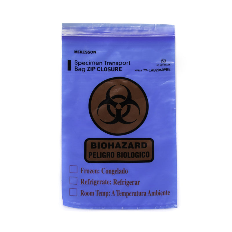 McKesson Brand McKesson Specimen Transport Bag, Document Pouch, Zip Close, Blue Tinted, 6 x 9" (10/CS) 
