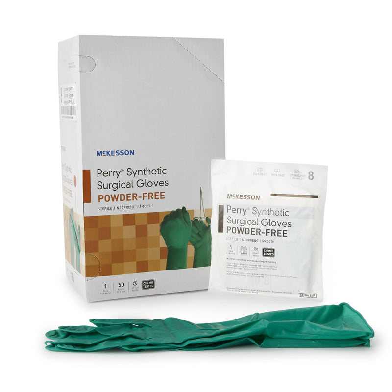 McKesson Perry Performance Plus Polychloroprene Surgical Glove, Size 8, Green (Case of 4 Boxes)