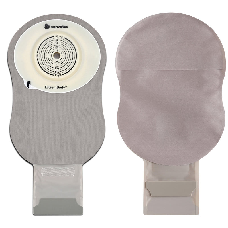 Ostomy Pouch Esteem Body One-Piece System 11 Inch Length Convex, Trim To Fit 10 to 35 mm Stoma Drainable (Box of 10)