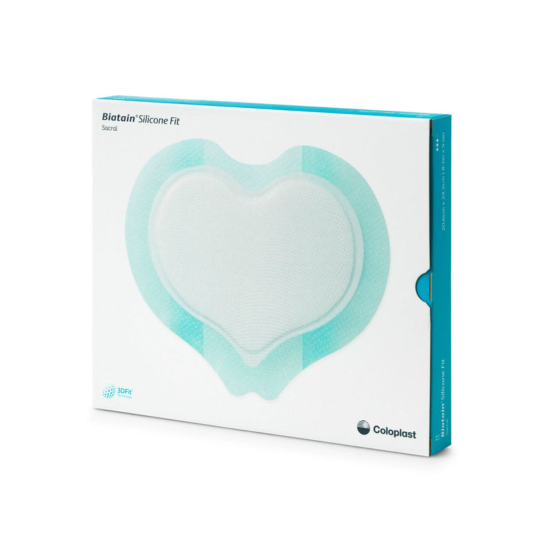 Silicone Foam Dressing Biatain Silicone Fit 9.8 X 9.8 Inch With Border Film Backing Silicone Adhesive Sacral Sterile (5/BX)