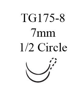Nonabsorbable Suture with Needle Ethilon Nylon TG175-8 1/2 Circle Spatula Needle Size 8-0 Monofilament 