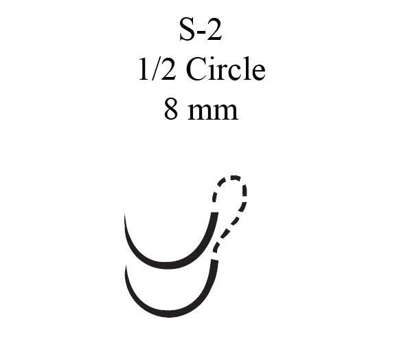 Nonabsorbable Suture with Needle Mersilene Polyester S-2 1/2 Circle Spatula Needle Size 4-0 Braided (Box of 12)