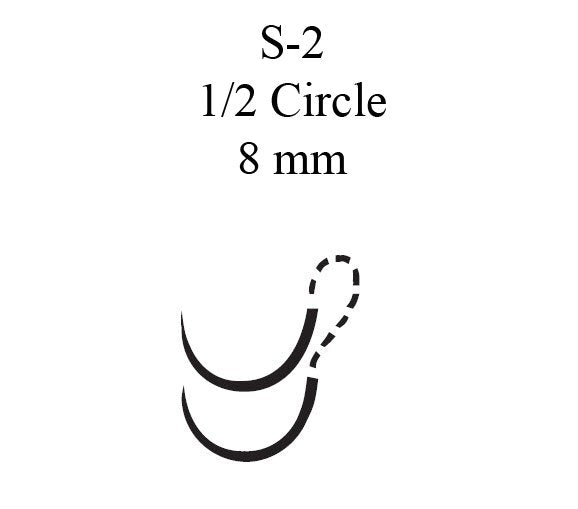Nonabsorbable Suture with Needle Mersilene Polyester S-2 1/2 Circle Spatula Needle Size 4-0 Braided 